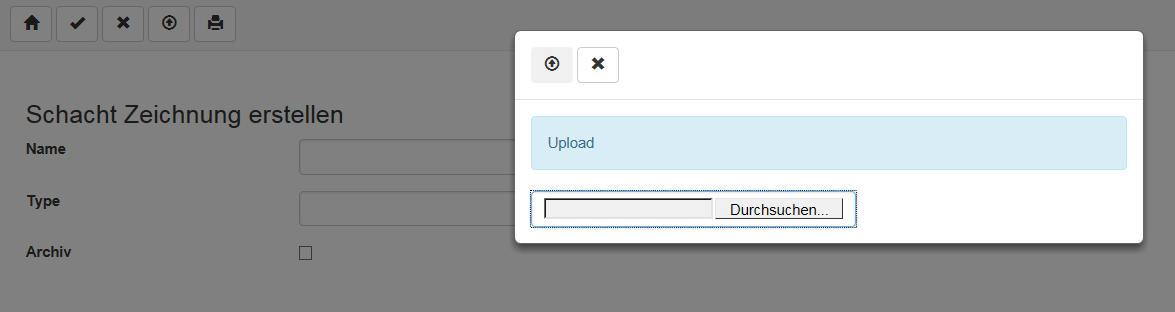 Screen Schacht Zeichnung Dialog Upload